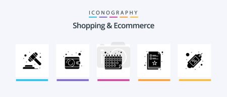 Ilustración de Shopping And Ecommerce Glyph 5 Icon Pack Including tag. wish list. appointment. list. checklist. Creative Icons Design - Imagen libre de derechos