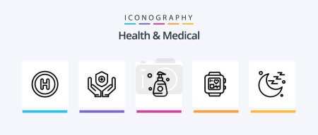 Ilustración de Salud y línea médica 5 paquete de iconos incluyendo. medicina. Firma. Médico. belleza. Diseño de iconos creativos - Imagen libre de derechos