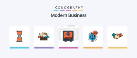 Illustration for Modern Business Line Filled 5 Icon Pack Including global. communication. corporate. business. pass. Creative Icons Design - Royalty Free Image