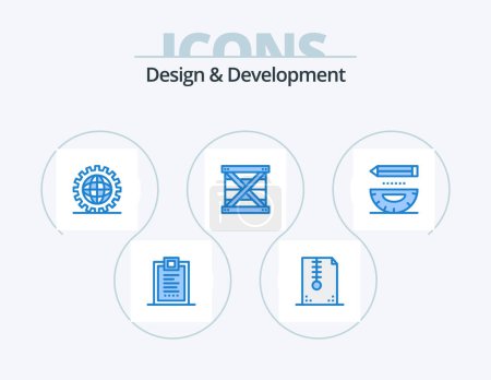 Illustration for Design and Development Blue Icon Pack 5 Icon Design. design. box. design. programing. development - Royalty Free Image