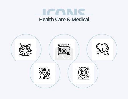 Illustration for Health Care And Medical Line Icon Pack 5 Icon Design. location. herbal. healthcare. pharmacy. drug - Royalty Free Image