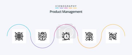 Ilustración de Product Management Line 5 Icon Pack Incluyendo dinero. efectivo. producto. gestión. negocios - Imagen libre de derechos