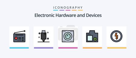Ilustración de Devices Line Filled 5 Icon Pack Including outline. bluetooth. electronic. video. technology. Creative Icons Design - Imagen libre de derechos
