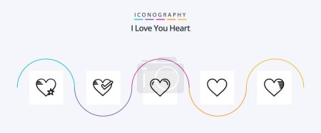 Ilustración de Paquete de iconos de Heart Line 5 incluido. Bien. informe. como - Imagen libre de derechos