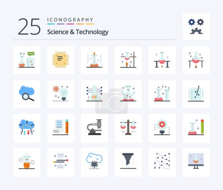 Illustration for Science And Technology 25 Flat Color icon pack including cloud service. cloud computing. motherboard. science lab. science - Royalty Free Image