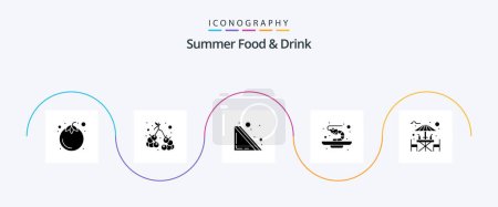 Illustration for Summer Food and Drink Glyph 5 Icon Pack Including drink. bar. fast food. alcohol. seafood - Royalty Free Image