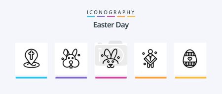 Illustration for Easter Line 5 Icon Pack Including easter. egg. bottle. egg. easter. Creative Icons Design - Royalty Free Image