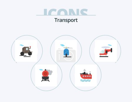 Illustration for Transport Flat Icon Pack 5 Icon Design. . . transport. vehicle. helicopter - Royalty Free Image
