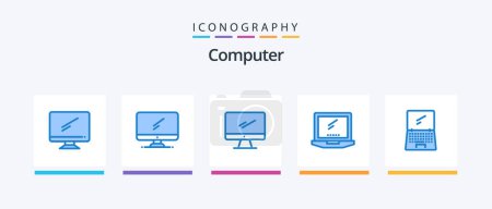 Illustration for Computer Blue 5 Icon Pack Including . imac. mobile. device. Creative Icons Design - Royalty Free Image
