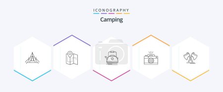 Illustration for Camping 25 Line icon pack including photography. pot. plan. camping. kettle - Royalty Free Image