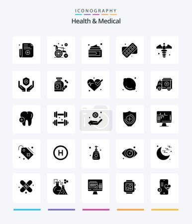 Illustration for Creative Health And Medical 25 Glyph Solid Black icon pack  Such As medical. medical sign. medical. medical. medicine - Royalty Free Image
