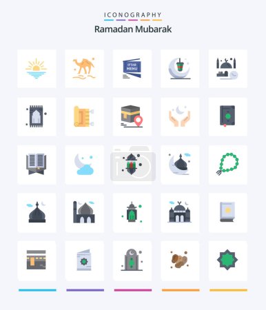 Téléchargez les illustrations : Creative Ramadan 25 Flat icon pack  Such As moon. light. arab. lantern. roza - en licence libre de droit