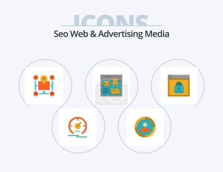 Ilustración de Seo Web And Advertising Media Flat Icon Pack 5 Icon Design. design. layout. area - Imagen libre de derechos