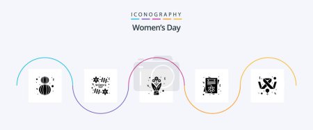 Illustration for Womens Day Glyph 5 Icon Pack Including awareness. invite card. bouquet. female. card - Royalty Free Image