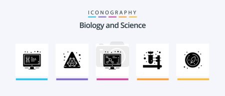 Illustration for Biology Glyph 5 Icon Pack Including research. biology. atom. homeopathy. herbal pharmacy. Creative Icons Design - Royalty Free Image