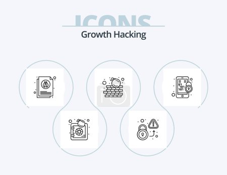 Téléchargez les illustrations : Hacking Line Icon Pack 5 Icon Design. server. database. secure. bug. loss - en licence libre de droit