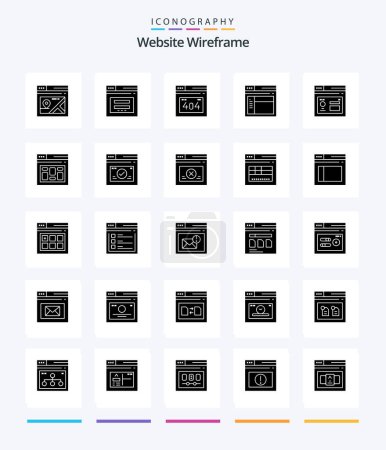 Illustration for Creative Website Wireframe 25 Glyph Solid Black icon pack  Such As internet. browser. email. website. page - Royalty Free Image