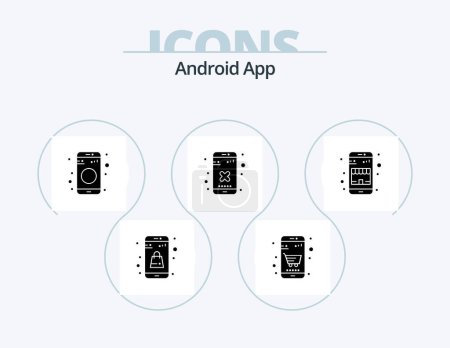 Téléchargez les illustrations : Android App Glyph Icon Pack 5 Icône Design. le commerce. app. bluetooth. supprimer. fermer - en licence libre de droit