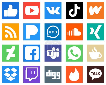 Téléchargez les illustrations : 20 Social Media Icons for All Your Needs such as video; imo; china; pandora and rss icons. Creative and professional - en licence libre de droit