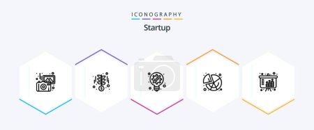 Illustration for Startup 25 Line icon pack including growth. graph. generation. statistics. chart - Royalty Free Image