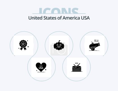 Illustration for Usa Glyph Icon Pack 5 Icon Design. howitzer. big gun. holiday. usa. pumkin - Royalty Free Image