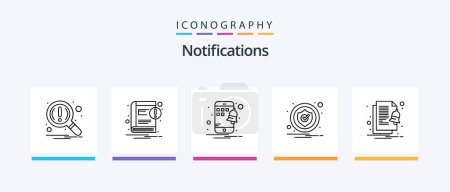 Illustration for Notifications Line 5 Icon Pack Including screen. message. service. comment. place. Creative Icons Design - Royalty Free Image