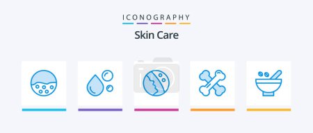 Illustration for Skin Blue 5 Icon Pack Including rheumatism. calcium. natural oil. bone health. skin. Creative Icons Design - Royalty Free Image
