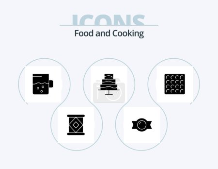 Ilustración de Food Glyph Icon Pack 5 Icon Design (en inglés). .. .. Taza. waffle. galleta - Imagen libre de derechos