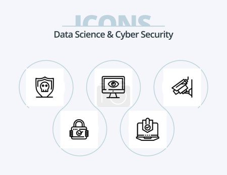 Téléchargez les illustrations : Data Science And Cyber Security Line Icon Pack 5 Icon Design. e-mail. Caméra. ddos. sécurisé. caméra - en licence libre de droit