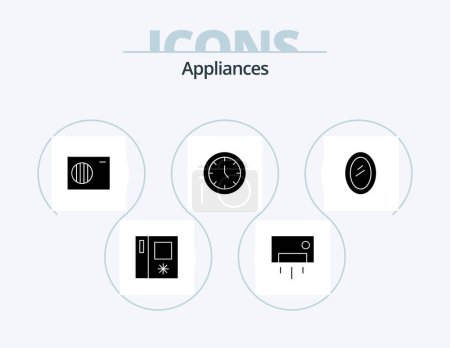 Téléchargez les illustrations : Appliances Glyph Icon Pack 5 Icon Design. home. appliances. air. time. furniture - en licence libre de droit