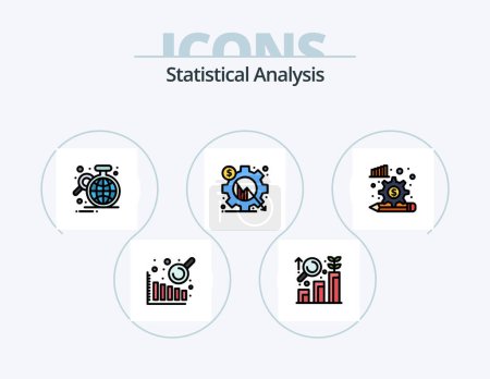 Ilustración de Línea de análisis estadístico llenado Icon Pack 5 Icon Design. análisis. finanzas. investigación. diagrama. evaluación de datos - Imagen libre de derechos