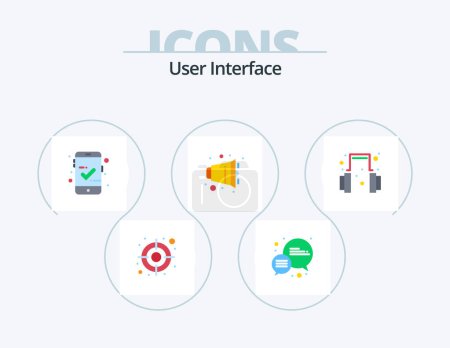 Téléchargez les illustrations : User Interface Flat Icon Pack 5 Icon Design. . support. mobile access. help. speaker - en licence libre de droit