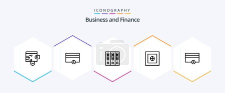Illustration for Finance 25 Line icon pack including . money. business. finance. money - Royalty Free Image