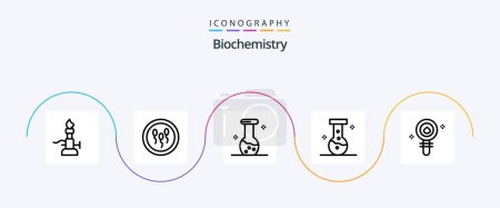 Illustration for Biochemistry Line 5 Icon Pack Including biochemistry. lab. laboratory. chemical. biology - Royalty Free Image
