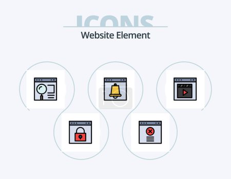Illustration for Website Element Line Filled Icon Pack 5 Icon Design. lock. browser. folder. setting. interface - Royalty Free Image