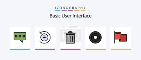 Illustration for Basic Line Filled 5 Icon Pack Including . rock. race. flag. Creative Icons Design - Royalty Free Image