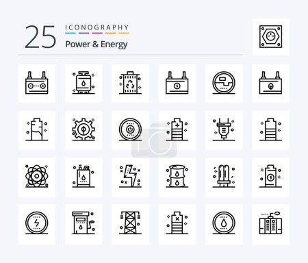 Illustration for Power And Energy 25 Line icon pack including energy. accumulator. power. recycle. garbage - Royalty Free Image