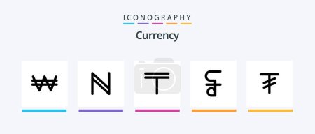 Illustration for Currency Line 5 Icon Pack Including kazakhstan. tenge. dollar. cash. coin. Creative Icons Design - Royalty Free Image