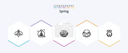 Illustration for Spring 25 Line icon pack including bug. spring. eggs. view. glasses - Royalty Free Image