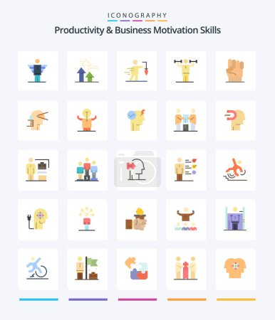 Illustration for Creative Productivity And Business Motivation Skills 25 Flat icon pack  Such As human. activity. forward. goal. extrinsic - Royalty Free Image