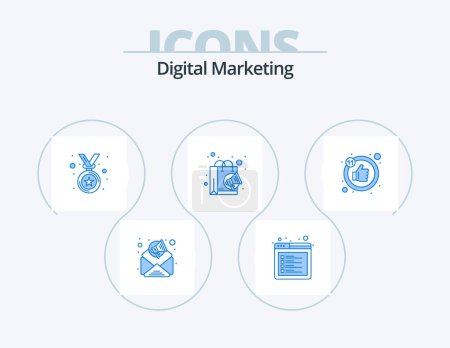 Ilustración de Digital Marketing Blue Icon Pack 5 Icon Design. .. Le gusta. Medalla. Como. comercialización - Imagen libre de derechos