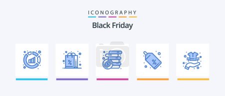Ilustración de Black Friday Blue 5 Icon Pack Including hand. price tag. finance. tag. discount. Creative Icons Design - Imagen libre de derechos