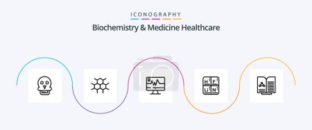 Illustration for Biochemistry And Medicine Healthcare Line 5 Icon Pack Including test. medical. medical. elements. periodic - Royalty Free Image