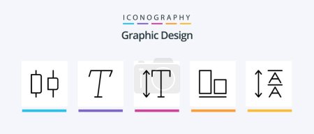Téléchargez les illustrations : Design Line 5 Icône Pack Inclus. Carrée. police. Icônes créatives Design - en licence libre de droit