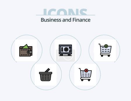 Téléchargez les illustrations : Finance Line Filled Icon Pack 5 Icon Design. . wallet. - en licence libre de droit