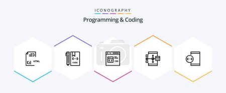 Illustration for Programming And Coding 25 Line icon pack including develop. app. development. development. css - Royalty Free Image