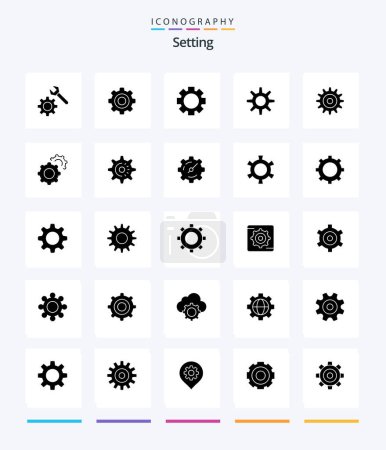 Illustration for Creative Setting 25 Glyph Solid Black icon pack  Such As gear. setting. setting. gear. setting - Royalty Free Image