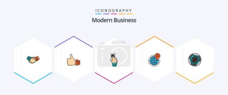 Illustration for Modern Business 25 FilledLine icon pack including scanning. scan. finger. recognition. fingerprint - Royalty Free Image