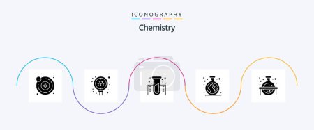 Ilustración de Chemistry Glyph 5 Icon Pack Incluyendo la ciencia. química. experimento. Tubo. verde - Imagen libre de derechos