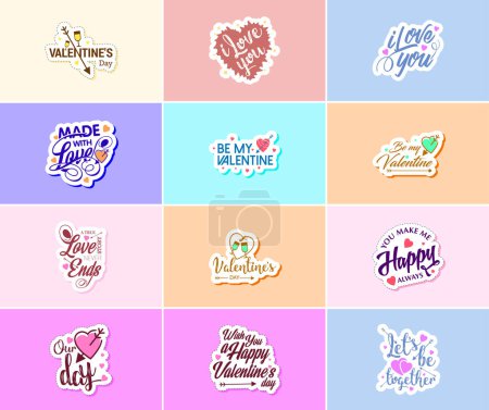 Téléchargez les illustrations : Celebrating the Magic of Love on Valentine's Day Stickers - en licence libre de droit